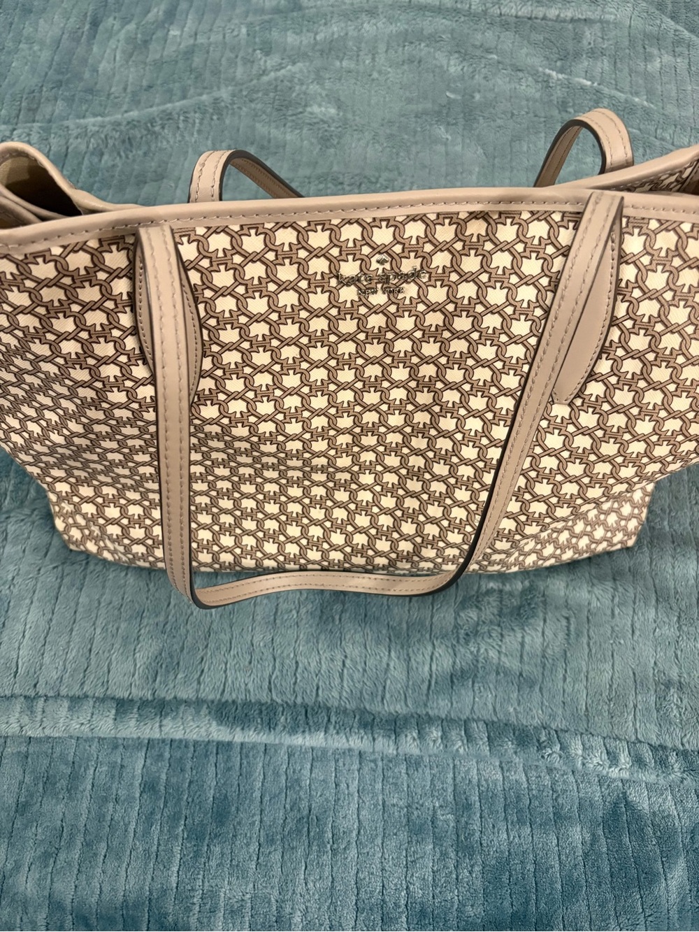 kate spade Cream and Brown Patterned Tote